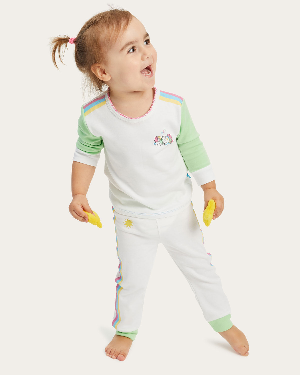 Riley Pajama Set in Chalk/Mint