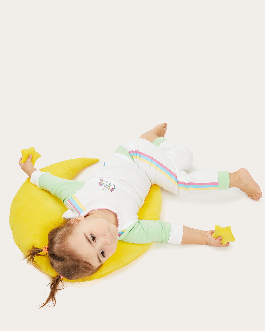 Riley Pajama Set in Chalk/Mint