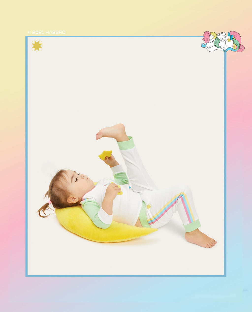 Riley Pajama Set in Chalk/Mint